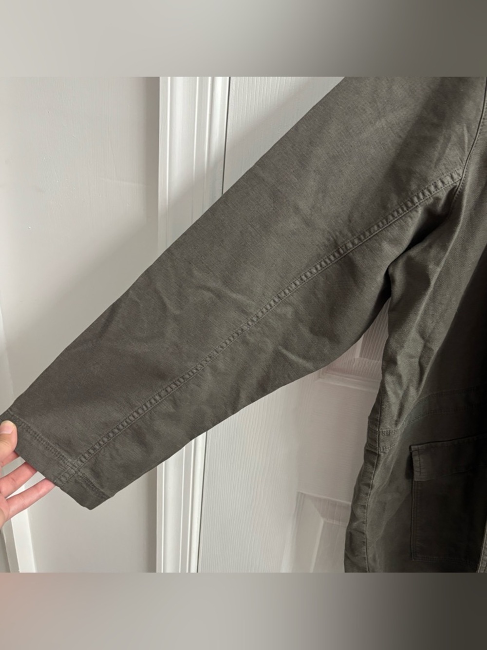 Eileen Fisher Stand Collar Jacket Organic Cotton/Hemp XL Snap Grey Workwear - Picture 4 of 8